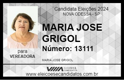 Candidato MARIA JOSE GRIGOL 2024 - NOVA ODESSA - Eleições