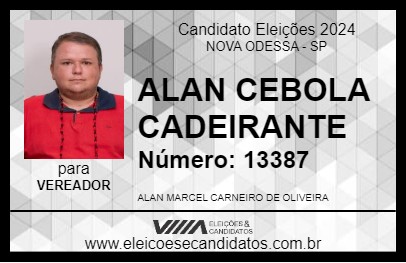 Candidato ALAN CEBOLA CADEIRANTE 2024 - NOVA ODESSA - Eleições