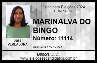 Candidato MARINALVA DO BINGO 2024 - OLÍMPIA - Eleições