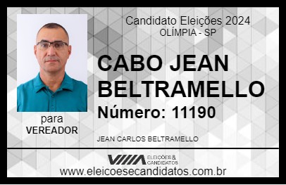 Candidato CABO JEAN BELTRAMELLO 2024 - OLÍMPIA - Eleições