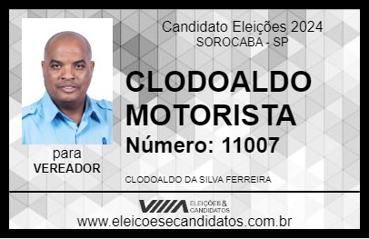 Candidato CLODOALDO MOTORISTA 2024 - SOROCABA - Eleições