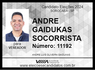 Candidato ANDRE GAIDUKAS SOCORRISTA 2024 - SOROCABA - Eleições