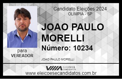 Candidato JOAO PAULO MORELLI 2024 - OLÍMPIA - Eleições