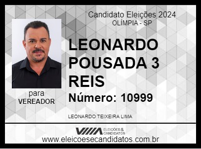 Candidato LEONARDO POUSADA 3 REIS 2024 - OLÍMPIA - Eleições