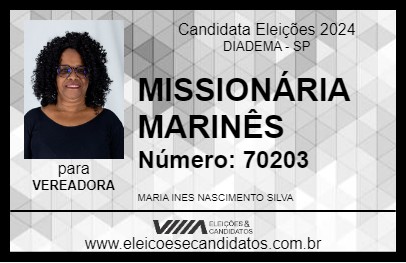 Candidato MISSIONÁRIA MARINÊS 2024 - DIADEMA - Eleições