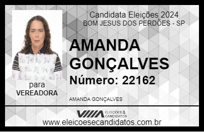 Candidato AMANDA GONÇALVES 2024 - BOM JESUS DOS PERDÕES - Eleições