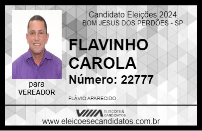 Candidato FLAVINHO CAROLA 2024 - BOM JESUS DOS PERDÕES - Eleições