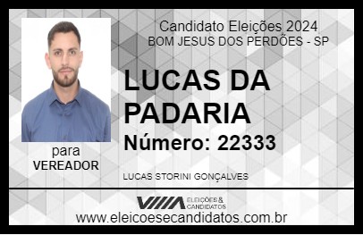 Candidato LUCAS DA PADARIA 2024 - BOM JESUS DOS PERDÕES - Eleições