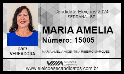 Candidato MARIA AMELIA 2024 - SERRANA - Eleições