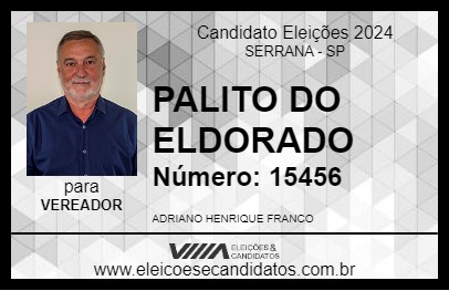 Candidato PALITO DO ELDORADO 2024 - SERRANA - Eleições