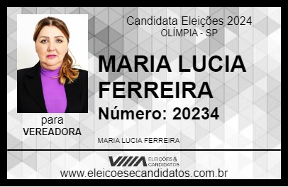 Candidato MARIA LUCIA FERREIRA 2024 - OLÍMPIA - Eleições