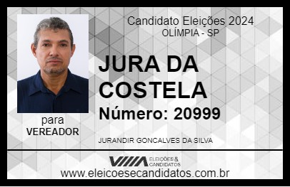 Candidato JURA DA COSTELA 2024 - OLÍMPIA - Eleições