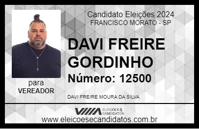 Candidato DAVI FREIRE GORDINHO 2024 - FRANCISCO MORATO - Eleições