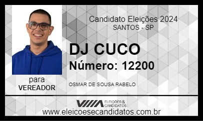 Candidato DJ CUCO 2024 - SANTOS - Eleições