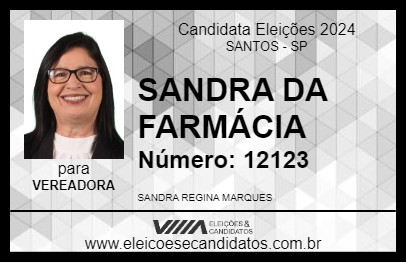 Candidato SANDRA DA FARMÁCIA 2024 - SANTOS - Eleições