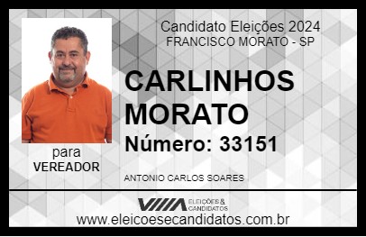 Candidato CARLINHOS MORATO 2024 - FRANCISCO MORATO - Eleições