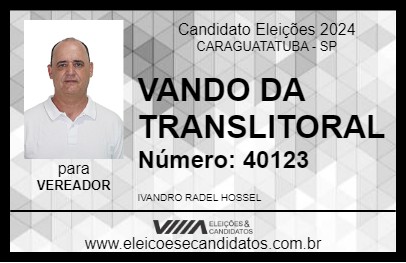 Candidato VANDO DA TRANSLITORAL 2024 - CARAGUATATUBA - Eleições