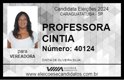 Candidato PROFESSORA CINTIA 2024 - CARAGUATATUBA - Eleições