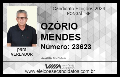 Candidato OZÓRIO MENDES 2024 - PONGAÍ - Eleições