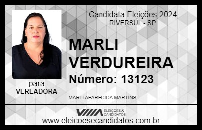 Candidato MARLI VERDUREIRA 2024 - RIVERSUL - Eleições