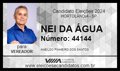 Candidato NEI DA ÁGUA 2024 - HORTOLÂNDIA - Eleições