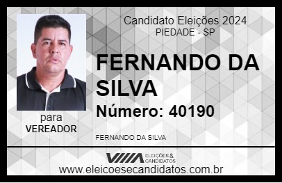 Candidato FERNANDO DA SILVA 2024 - PIEDADE - Eleições