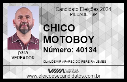 Candidato CHICO MOTOBOY 2024 - PIEDADE - Eleições