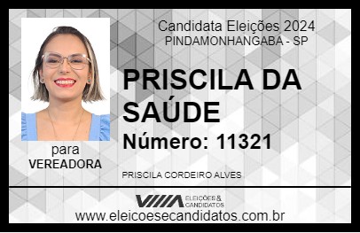 Candidato PRISCILA DA SAÚDE 2024 - PINDAMONHANGABA - Eleições