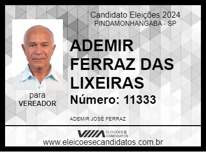 Candidato ADEMIR FERRAZ DAS LIXEIRAS 2024 - PINDAMONHANGABA - Eleições