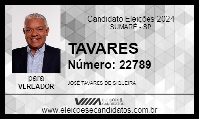 Candidato TAVARES 2024 - SUMARÉ - Eleições