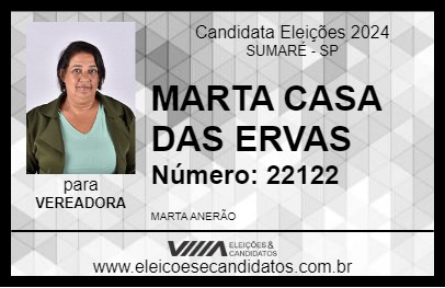 Candidato MARTA CASA DAS ERVAS 2024 - SUMARÉ - Eleições