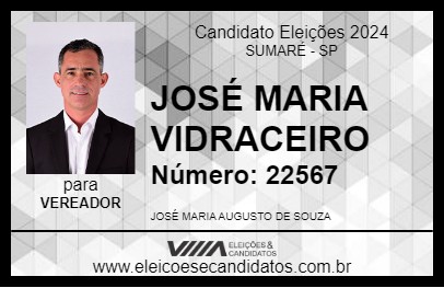 Candidato JOSÉ MARIA VIDRACEIRO 2024 - SUMARÉ - Eleições