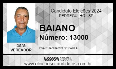 Candidato BAIANO 2024 - PEDREGULHO - Eleições