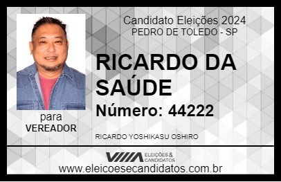 Candidato RICARDO DA SAÚDE 2024 - PEDRO DE TOLEDO - Eleições