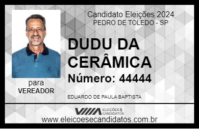 Candidato DUDU DA CERÂMICA 2024 - PEDRO DE TOLEDO - Eleições