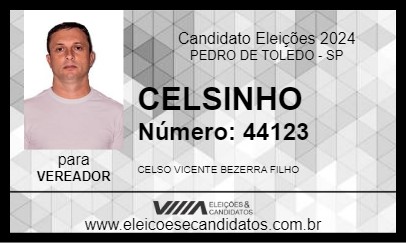 Candidato CELSINHO 2024 - PEDRO DE TOLEDO - Eleições