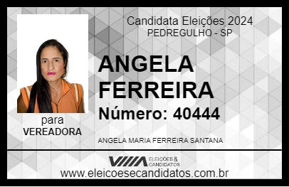 Candidato ANGELA FERREIRA 2024 - PEDREGULHO - Eleições