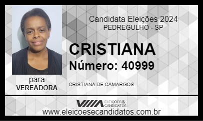 Candidato CRISTIANA 2024 - PEDREGULHO - Eleições