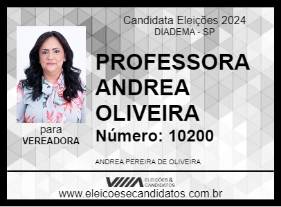 Candidato PROFESSORA ANDREA OLIVEIRA 2024 - DIADEMA - Eleições