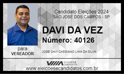 Candidato DAVI DA VEZ 2024 - SÃO JOSÉ DOS CAMPOS - Eleições