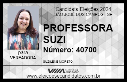 Candidato PROF. SUZI MORETO 2024 - SÃO JOSÉ DOS CAMPOS - Eleições