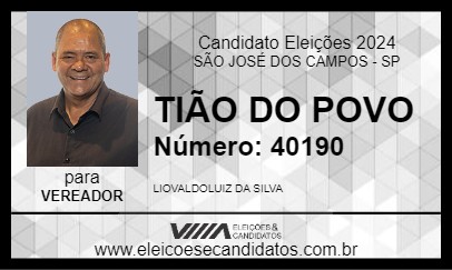 Candidato TIÃO DO POVO 2024 - SÃO JOSÉ DOS CAMPOS - Eleições