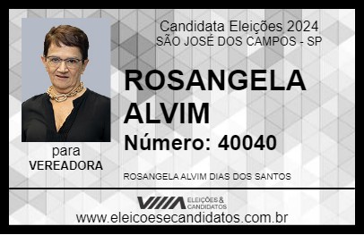 Candidato ROSANGELA ALVIM 2024 - SÃO JOSÉ DOS CAMPOS - Eleições