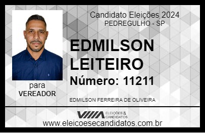 Candidato EDMILSON LEITEIRO 2024 - PEDREGULHO - Eleições