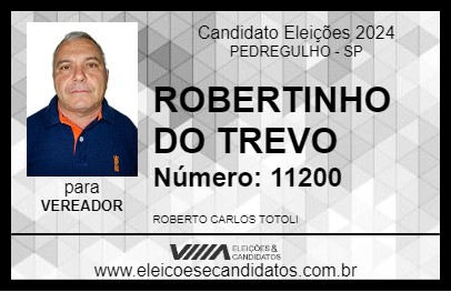 Candidato ROBERTINHO DO TREVO 2024 - PEDREGULHO - Eleições