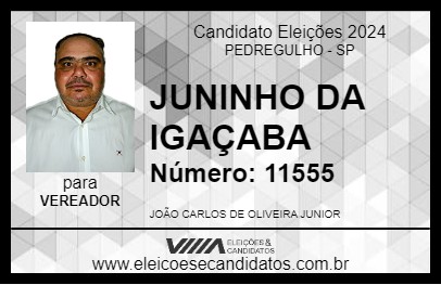 Candidato JUNINHO DA IGAÇABA 2024 - PEDREGULHO - Eleições