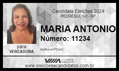 Candidato MARIA ANTONIO 2024 - PEDREGULHO - Eleições