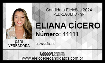 Candidato ELIANA CÍCERO 2024 - PEDREGULHO - Eleições