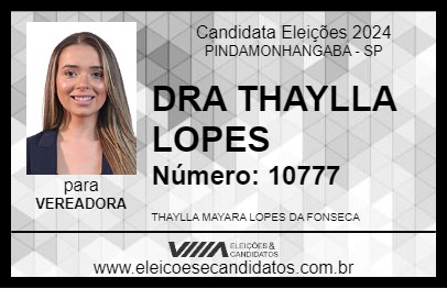 Candidato DRA THAYLLA LOPES 2024 - PINDAMONHANGABA - Eleições