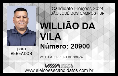 Candidato WILLIÃO DA VILA 2024 - SÃO JOSÉ DOS CAMPOS - Eleições